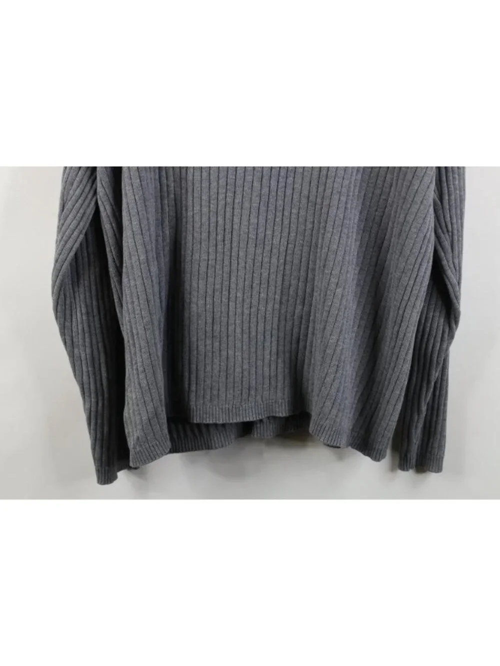 Vintage 90s Streetwear Mens Large Blank Ribbed Knit Collared Polo Sweater Gray